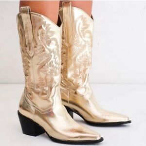 Billini Gold Western Cowboy Boots (Size 8)